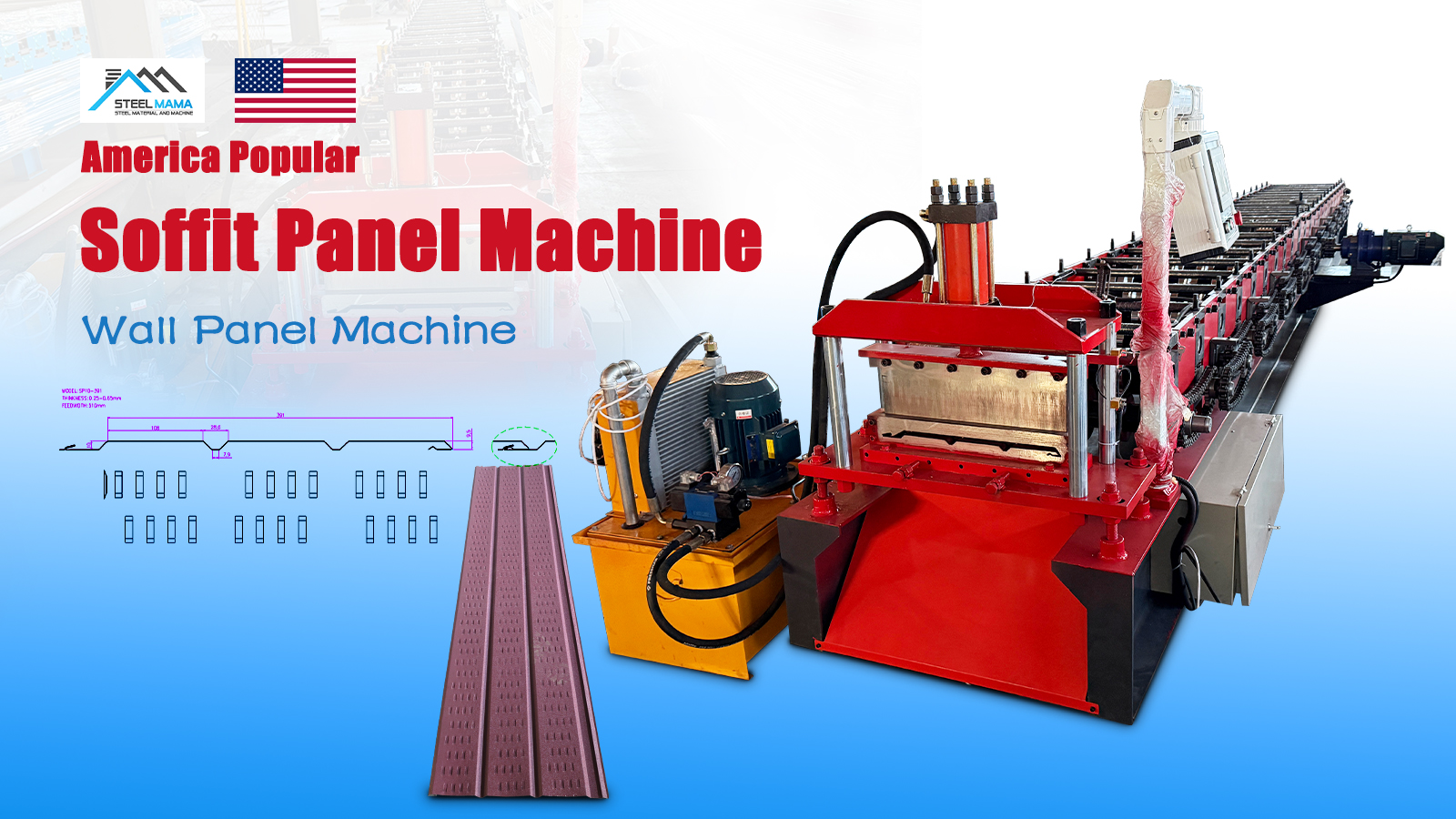America Popular Color Coated Steel Metal Standing Seam Soffit Panel Roll Forming Machine