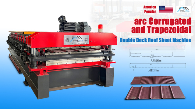 America Popular Trapezoidal And Arc Corrugated Double Layer Roofing Sheet Roll Forming Machine 