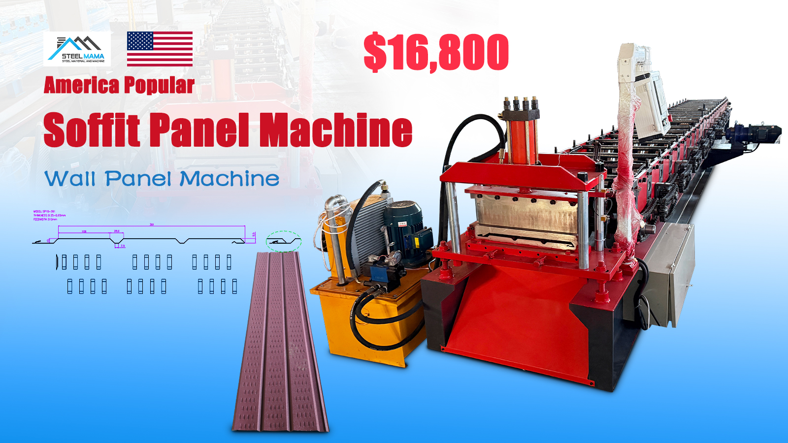 America Popular Color Coated Steel Metal Standing Seam Soffit Panel Roll Forming Machine