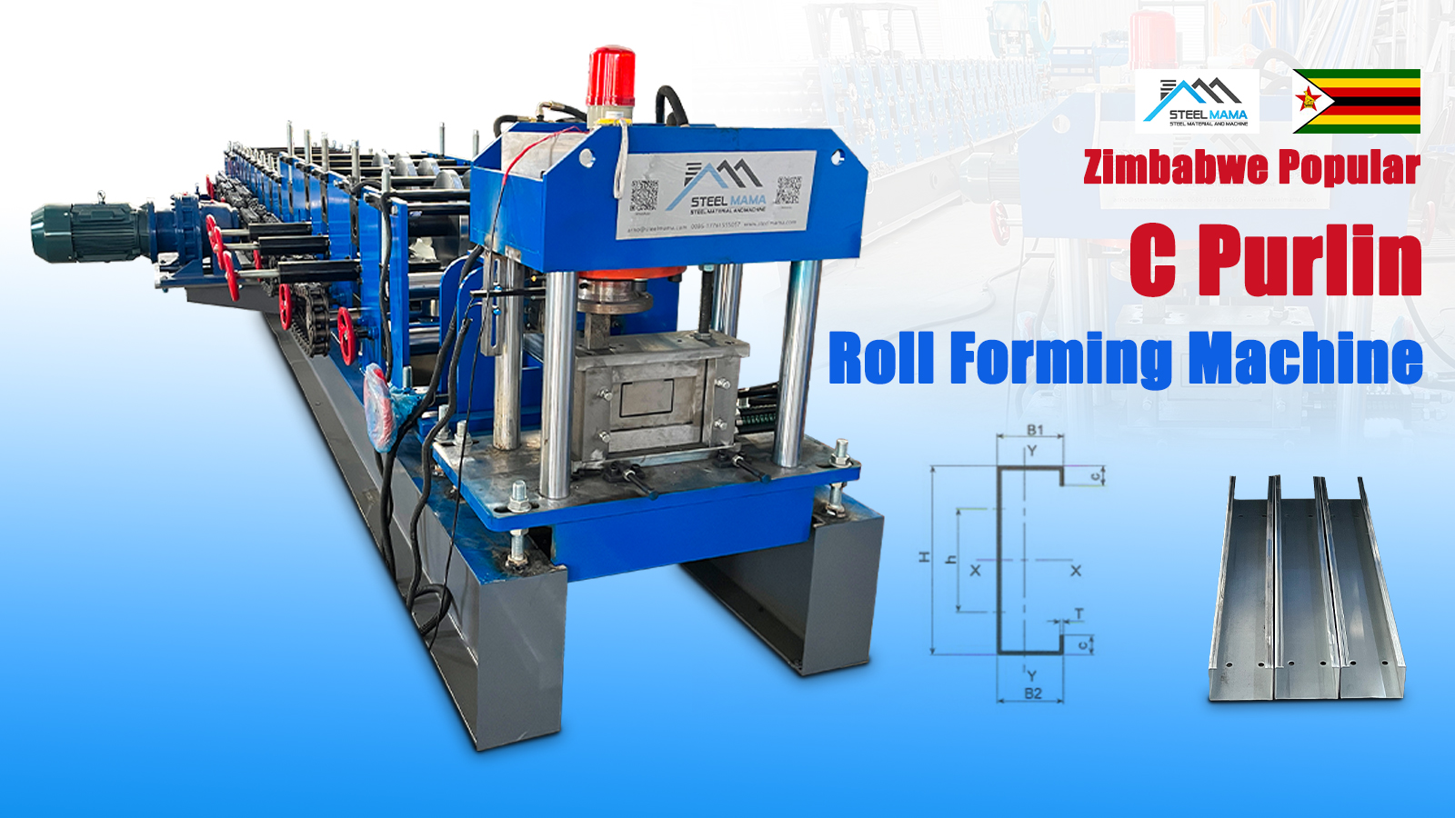 Zimbabwe Popular High Performance Metal C Profile Purlin Roll Forming Machine
