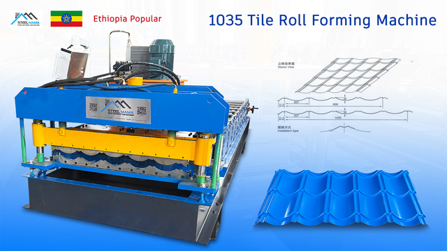 Ethiopia Popular Full Automatic 1035 Tile Roof Sheet Roll Forming Machine
