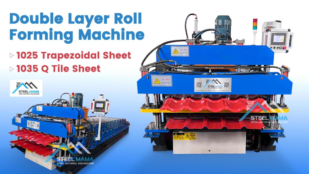 Dominica Popular High Quality Automatic 1025 Trapezoidal And 1035 Glazed Q Tile Double Layer Metal Roofing Roll Forming Machine